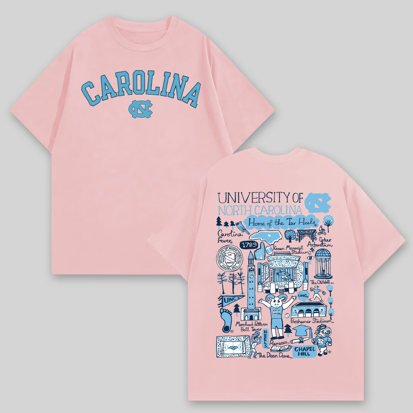 University of North Carolina Printed Oversized Unisex T-shirts Image - 7