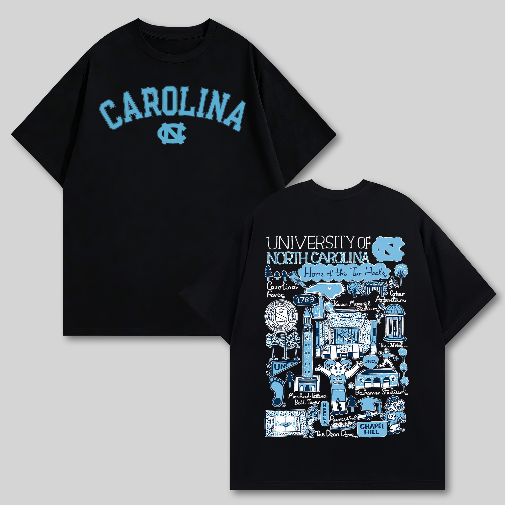 University of North Carolina Printed Oversized Unisex T-shirts Image - 3