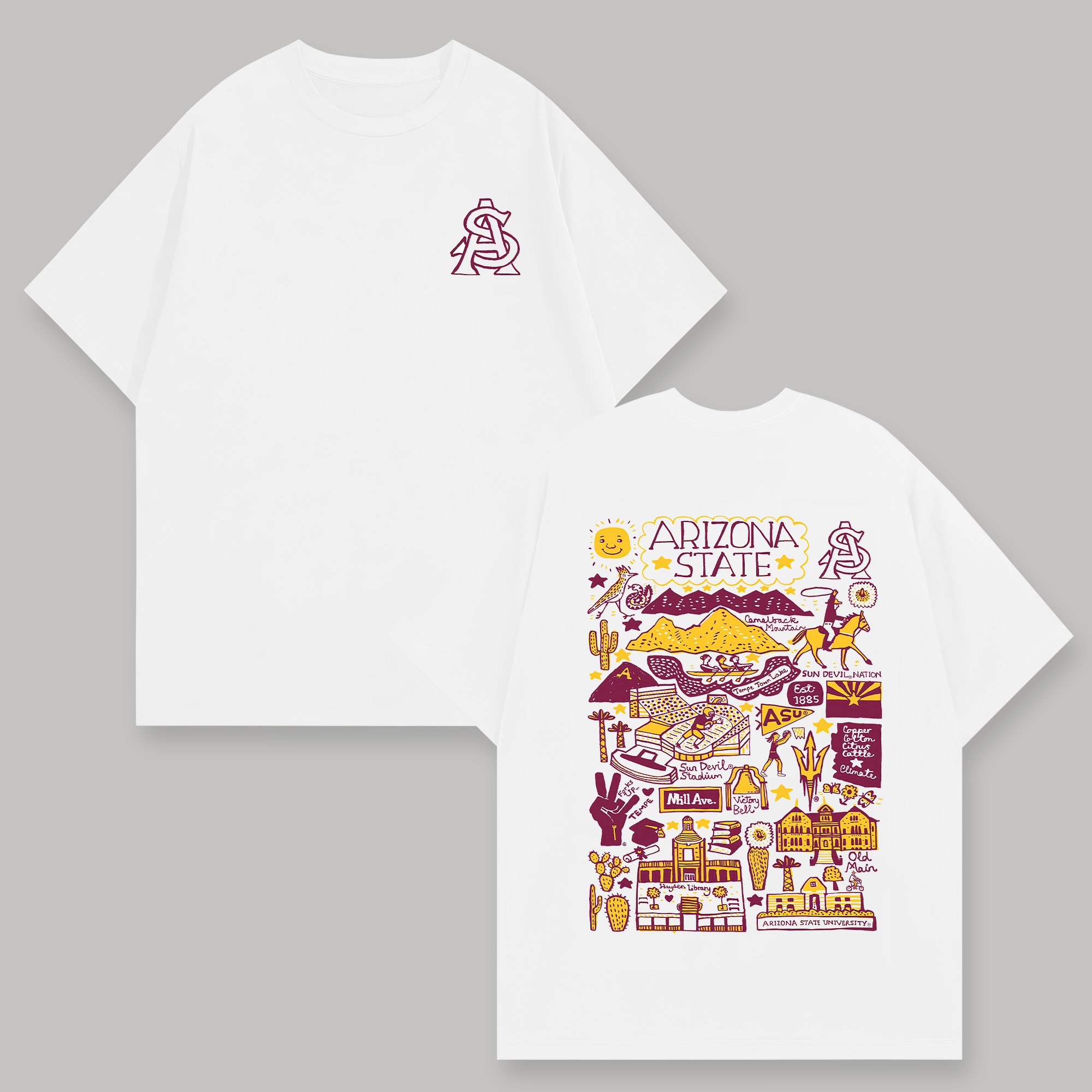 Arizona State University Printed Oversized Unisex T-shirts Image - 1