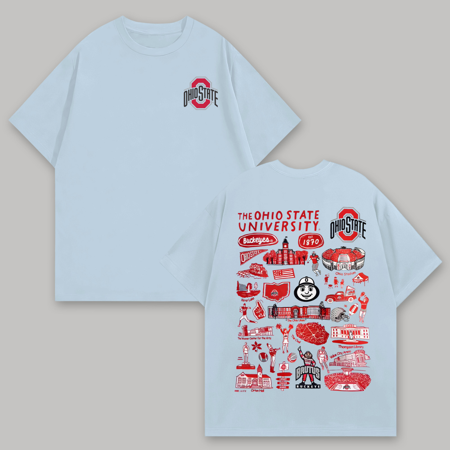 The Ohio State University Printed Oversized Unisex T-shirts Image - 4