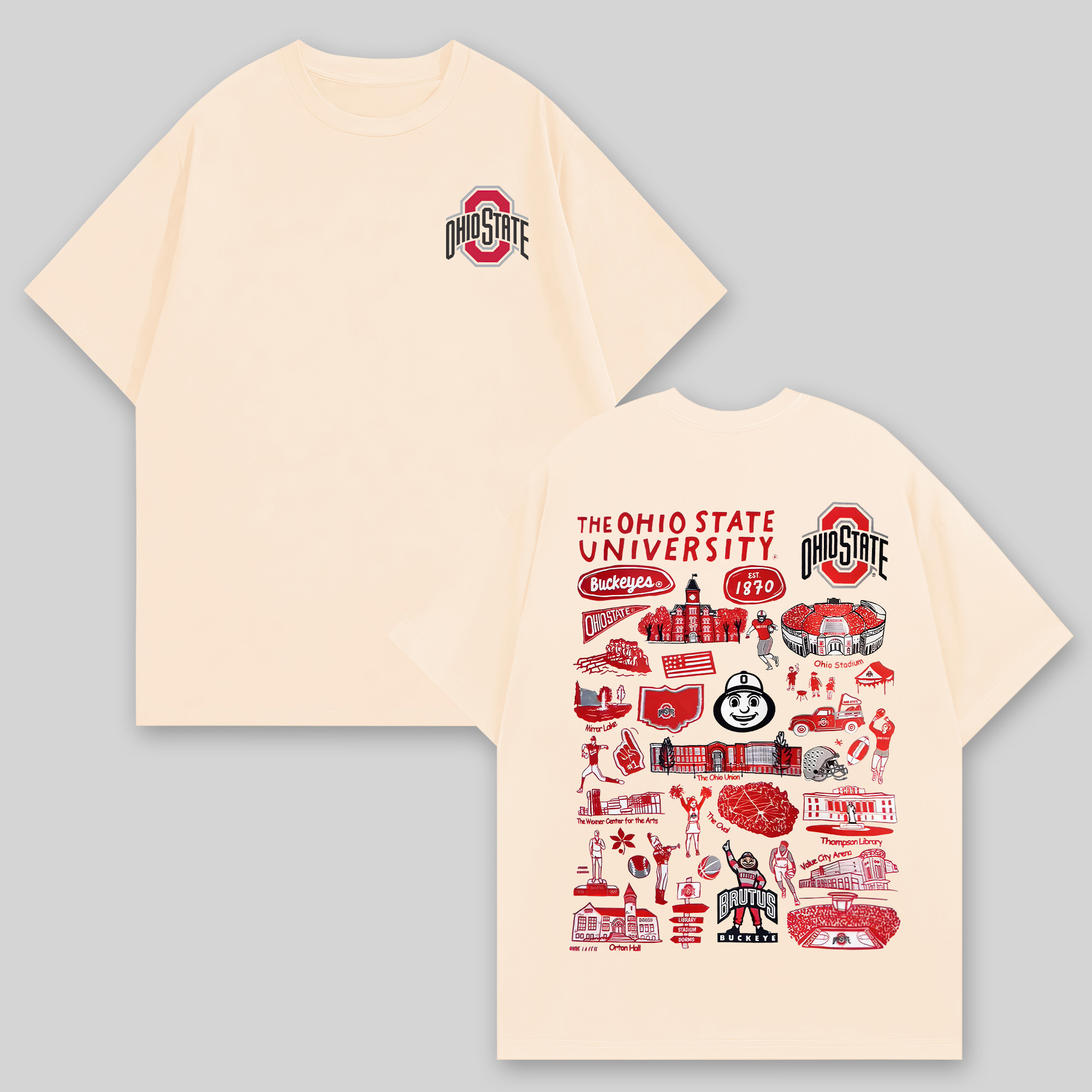 The Ohio State University Printed Oversized Unisex T-shirts Image - 3