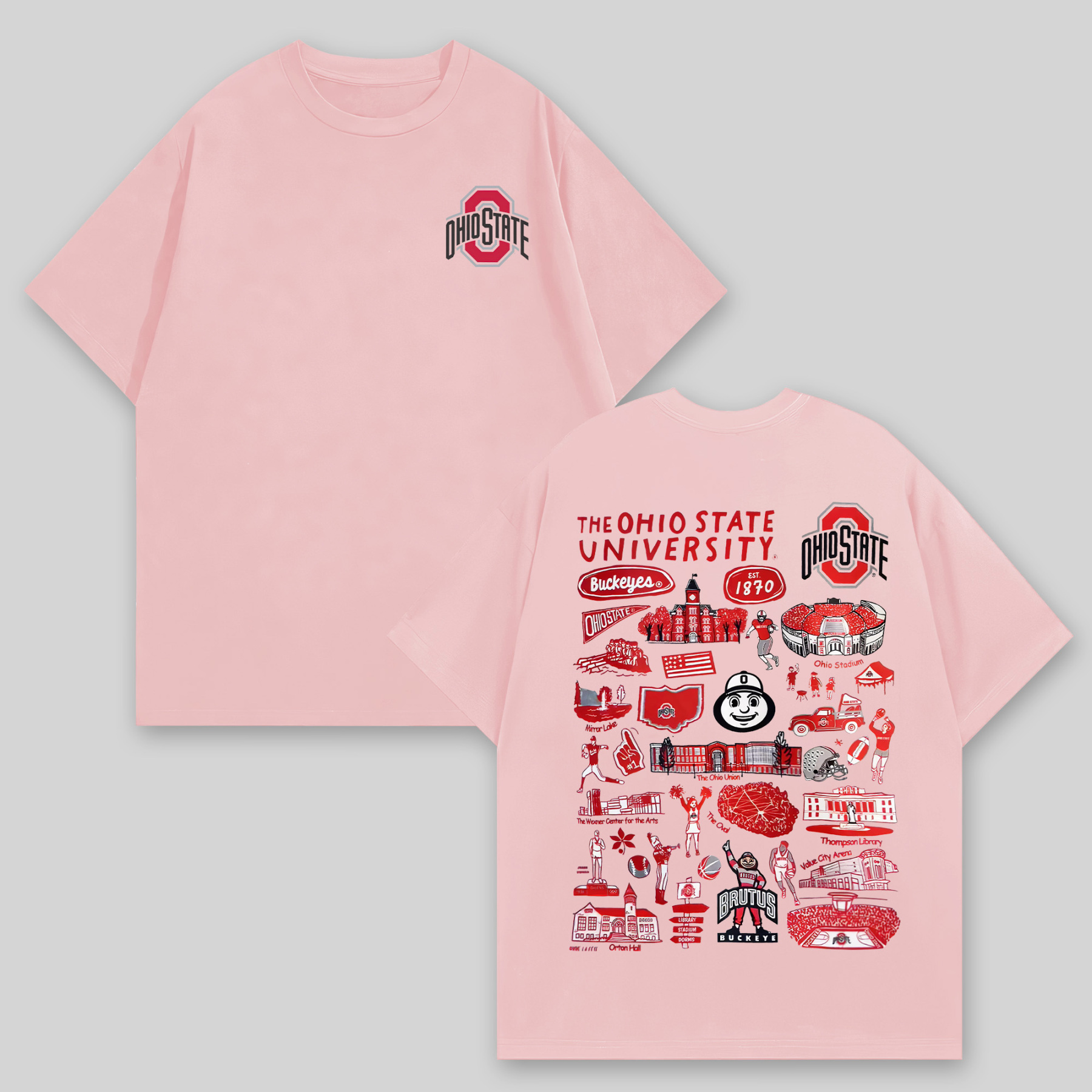 The Ohio State University Printed Oversized Unisex T-shirts Image - 5