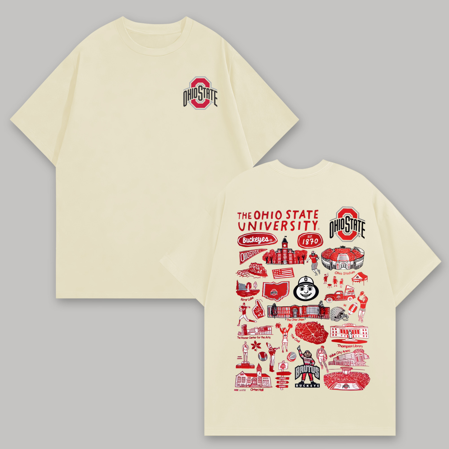 The Ohio State University Printed Oversized Unisex T-shirts Image - 6