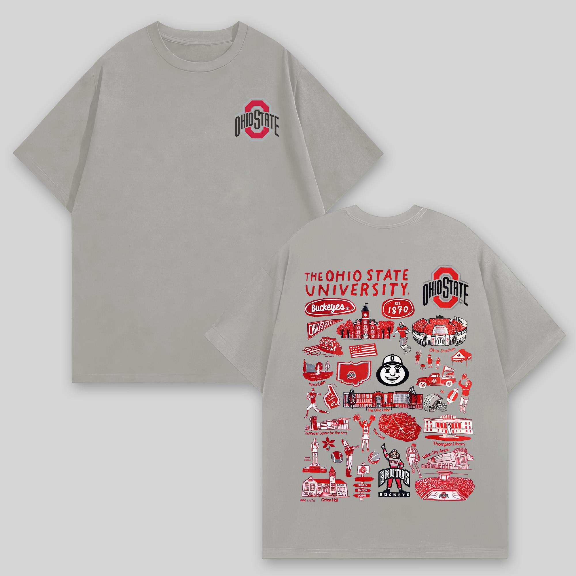 The Ohio State University Printed Oversized Unisex T-shirts Image - 7
