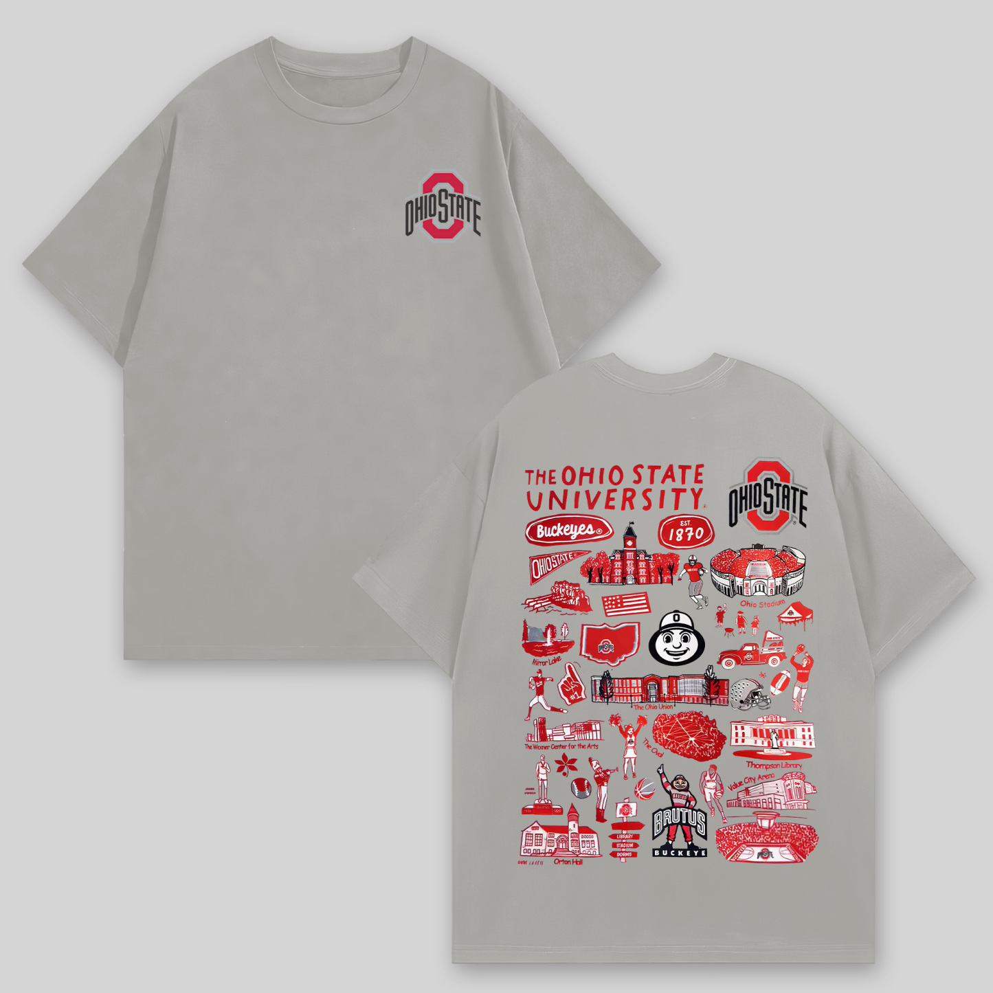 The Ohio State University Printed Oversized Unisex T-shirts Image - 7