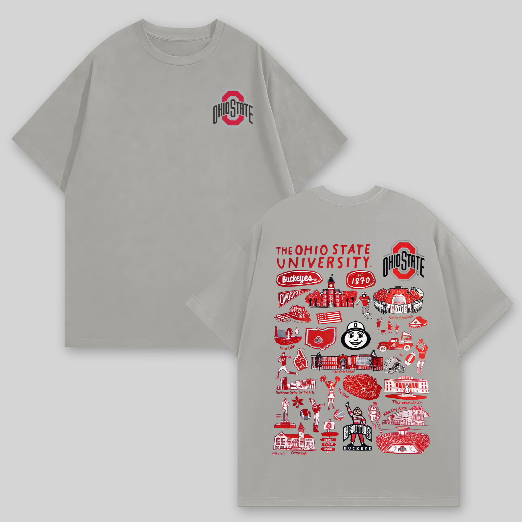 The Ohio State University Printed Oversized Unisex T-shirts Image - 7