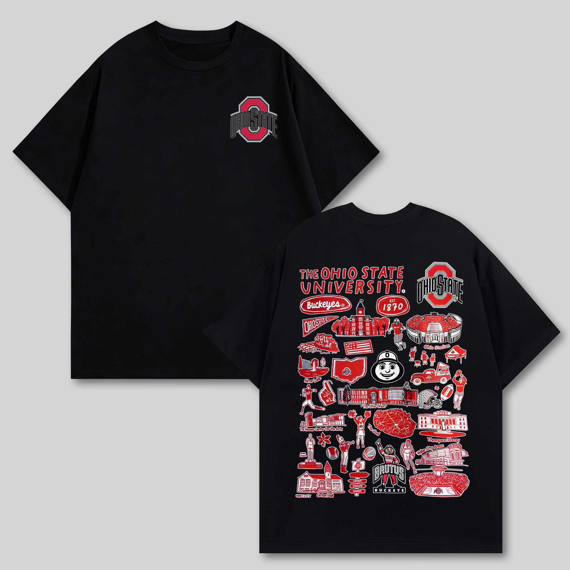 The Ohio State University Printed Oversized Unisex T-shirts Image - 8