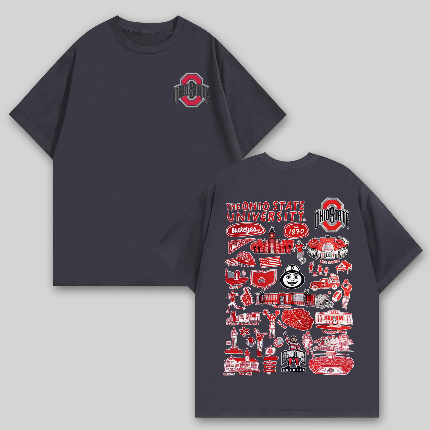 The Ohio State University Printed Oversized Unisex T-shirts Image - 9