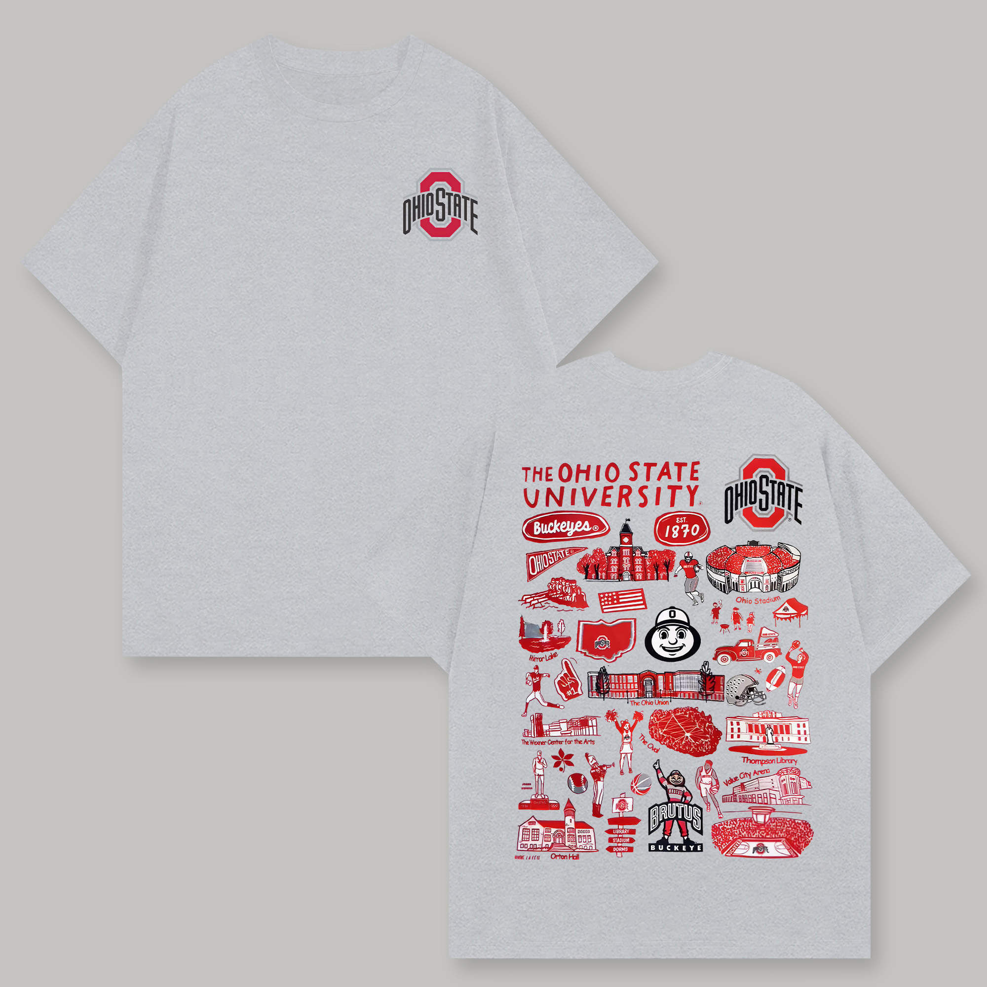 The Ohio State University Printed Oversized Unisex T-shirts Image - 2
