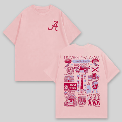 University of Alabama Printed Oversized Unisex T-shirts Image - 5