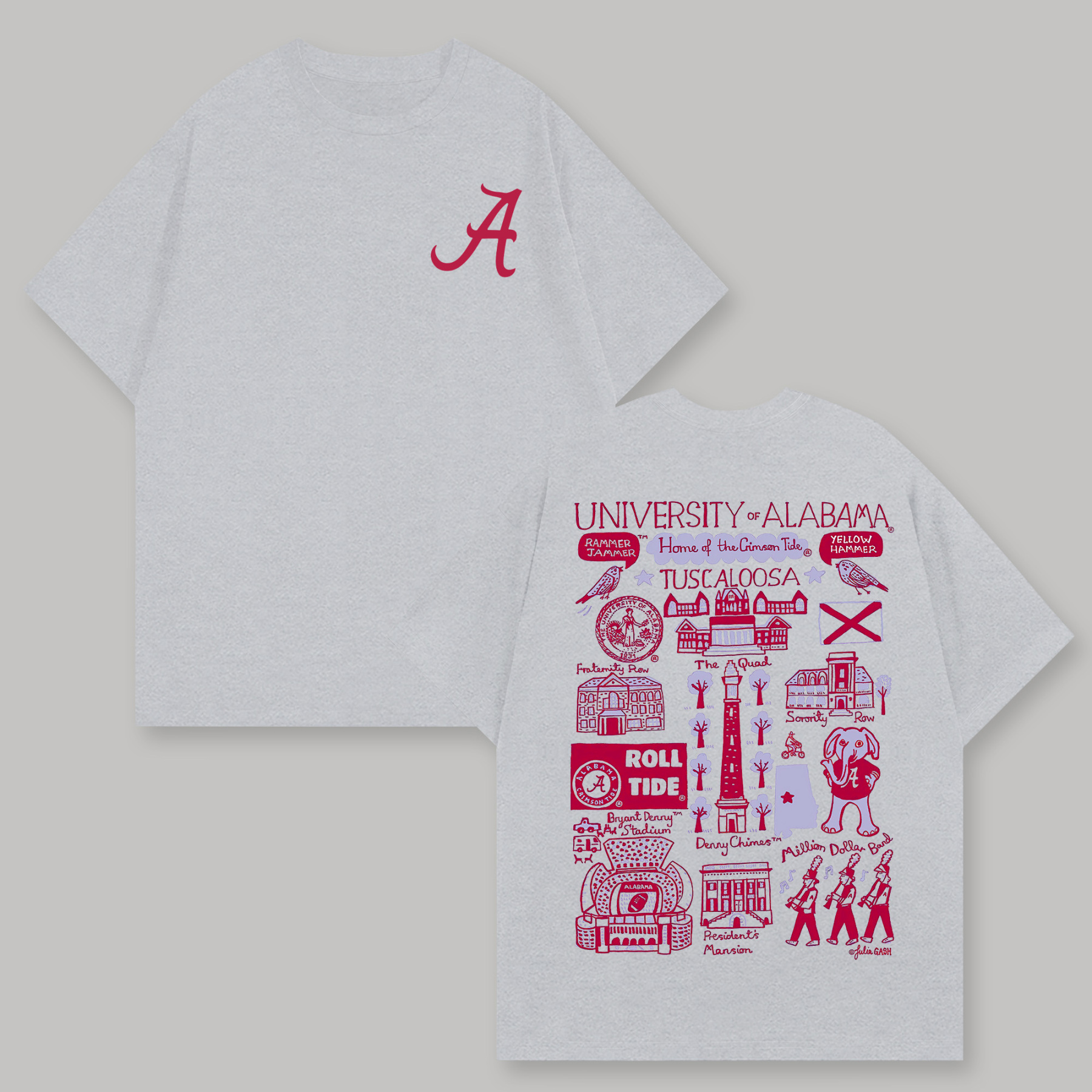 University of Alabama Printed Oversized Unisex T-shirts Image - 6