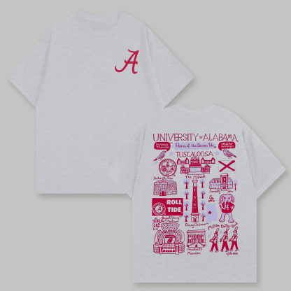 University of Alabama Printed Oversized Unisex T-shirts Image - 6