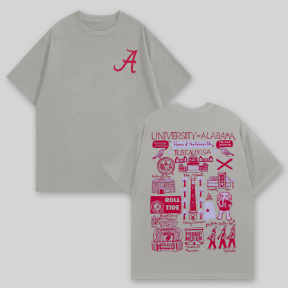 University of Alabama Printed Oversized Unisex T-shirts Image - 7