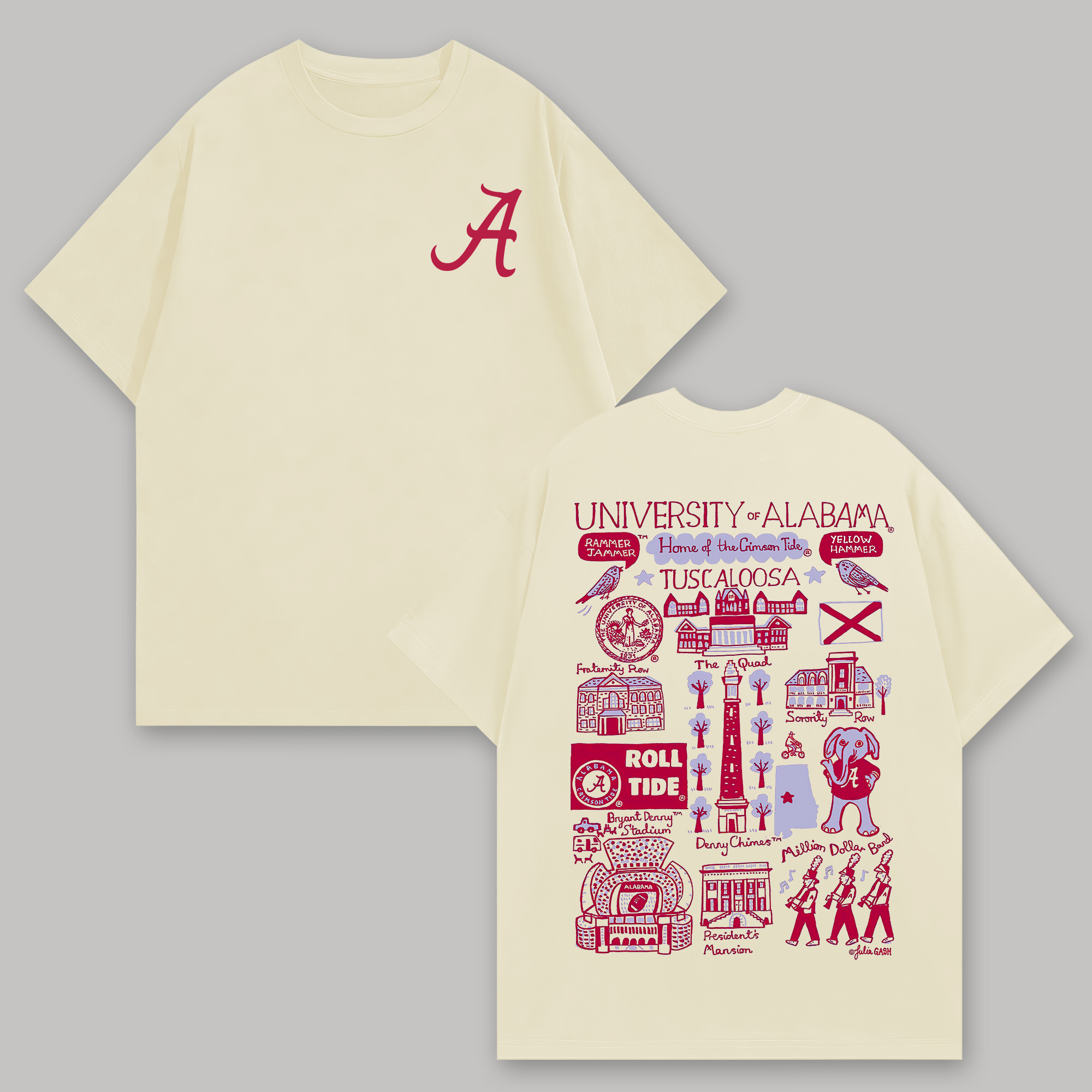 University of Alabama Printed Oversized Unisex T-shirts Image - 8