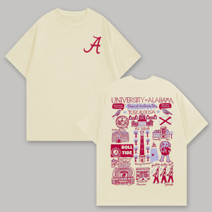 University of Alabama Printed Oversized Unisex T-shirts Image - 8