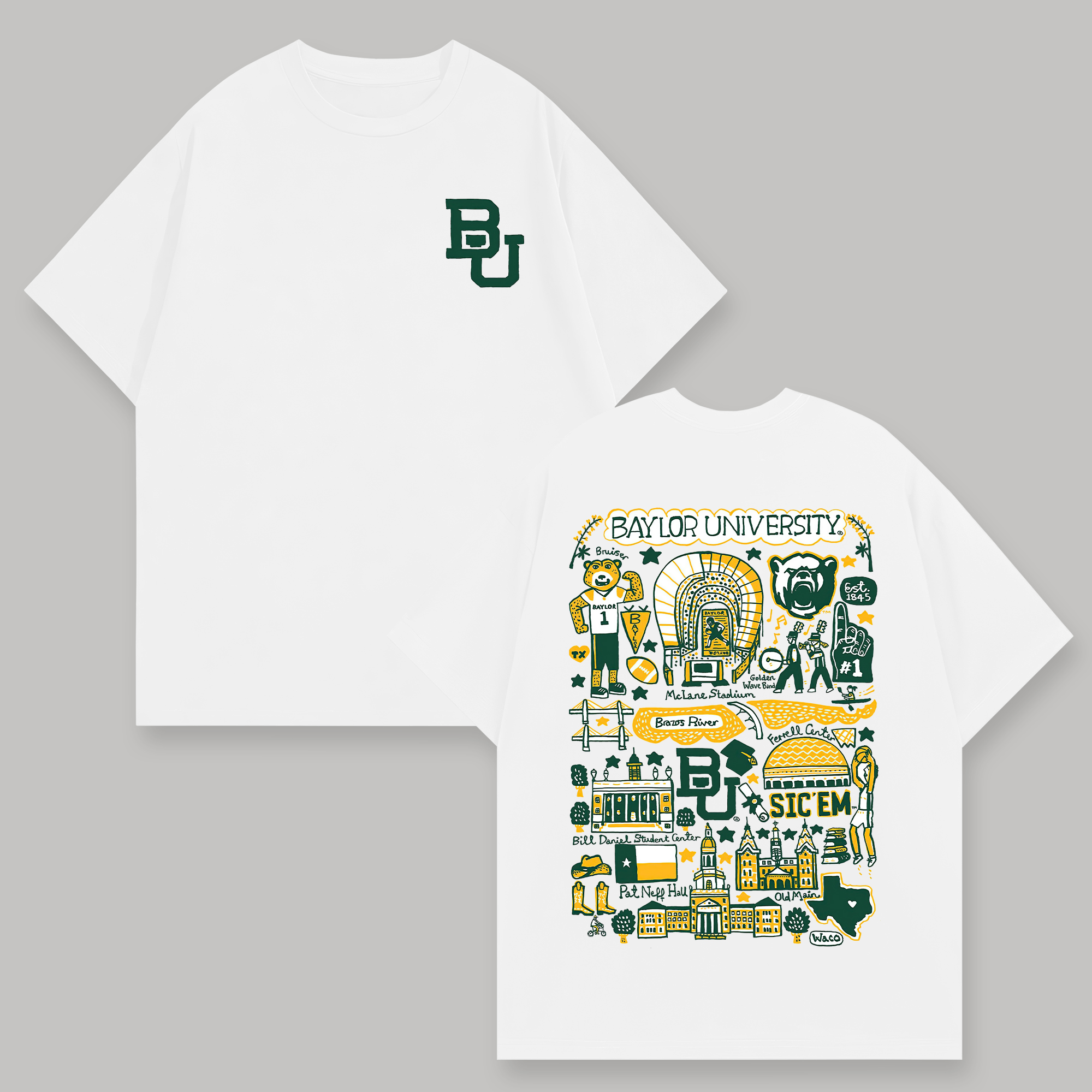 Baylor University Printed Oversized Unisex T-shirts Image - 1
