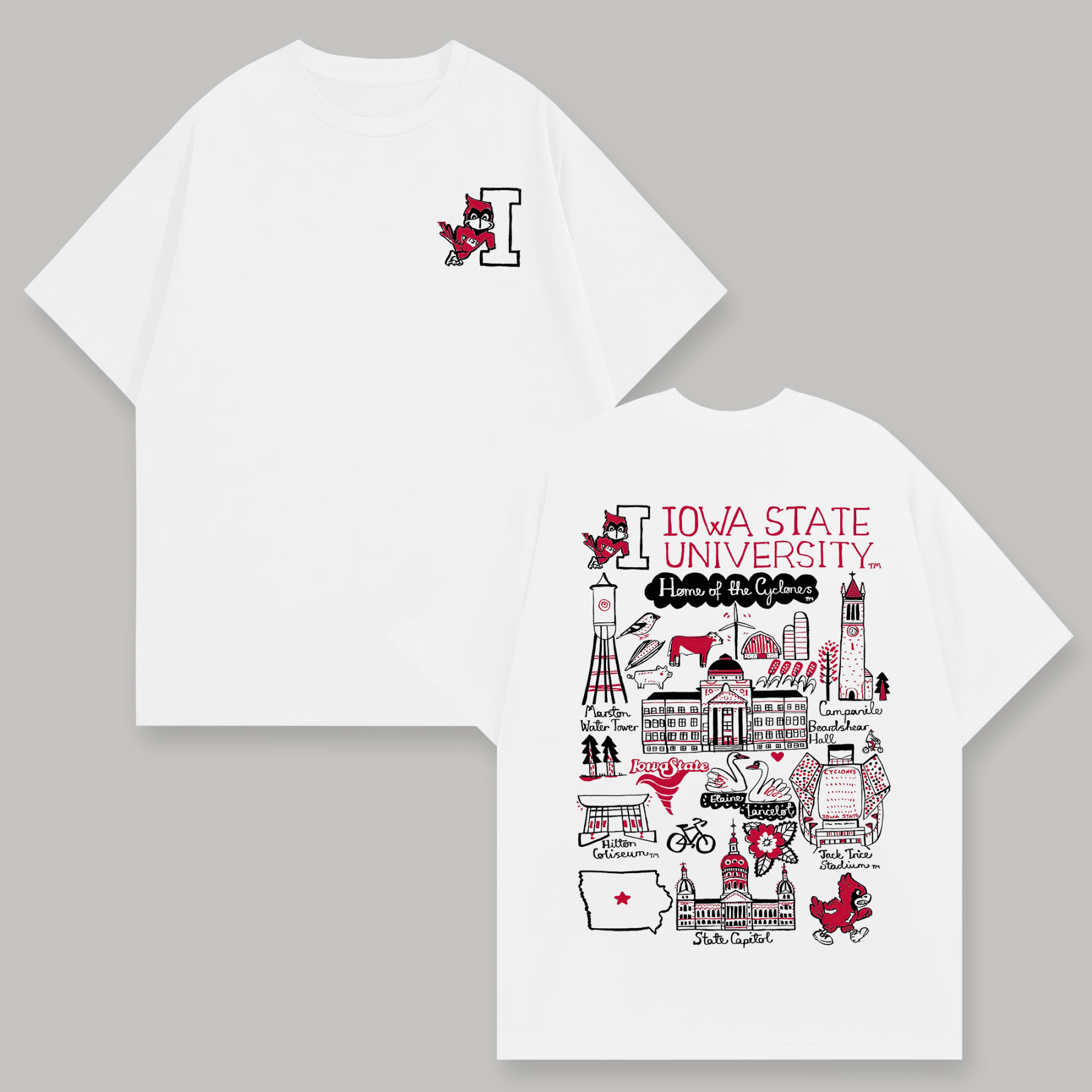 Iowa State University Printed Oversized Unisex T-shirts Image - 1