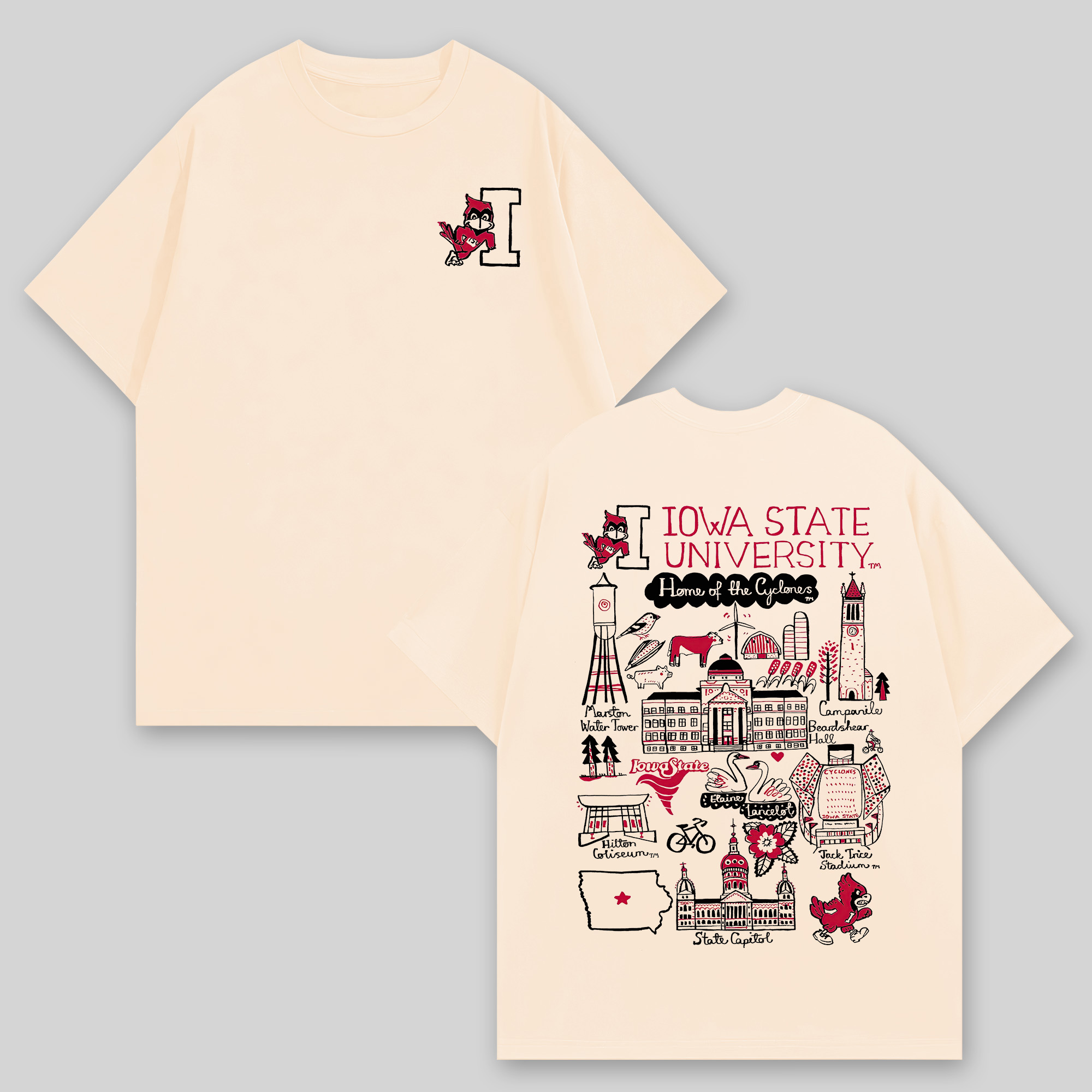 Iowa State University Printed Oversized Unisex T-shirts Image - 2