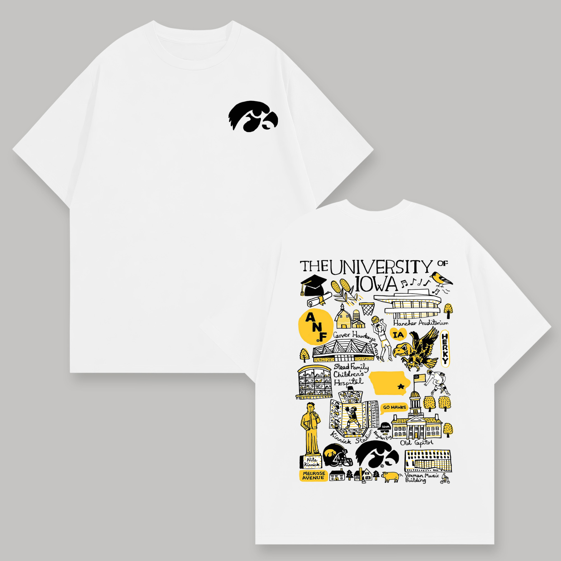 The University of Iowa Printed Oversized Unisex T-shirts Image - 1