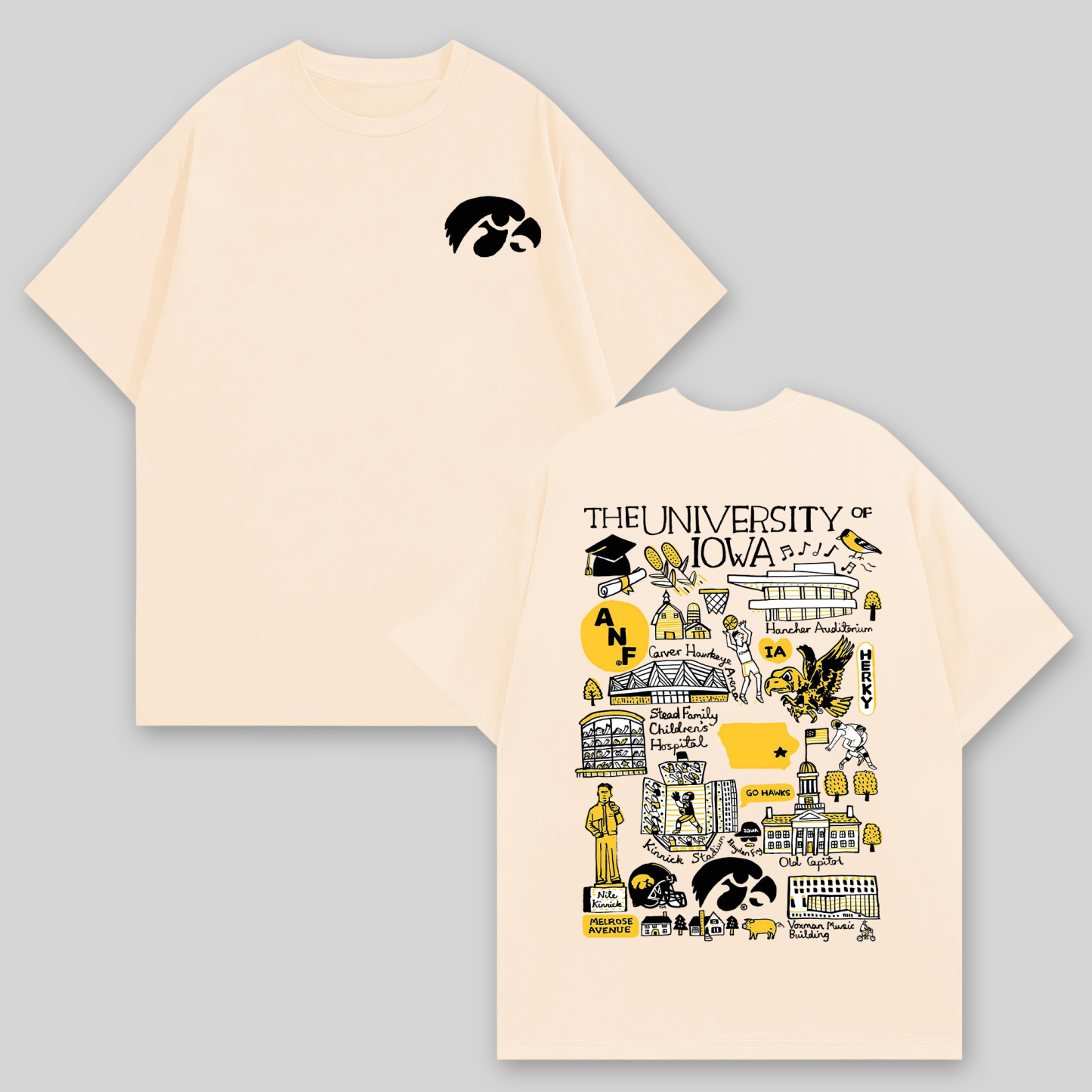 The University of Iowa Printed Oversized Unisex T-shirts Image - 2