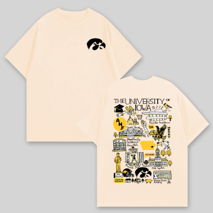 The University of Iowa Printed Oversized Unisex T-shirts Image - 2