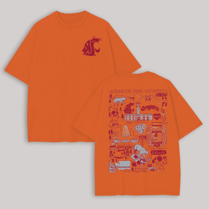 Washington State University Printed Oversized Unisex T-shirt Image - 4