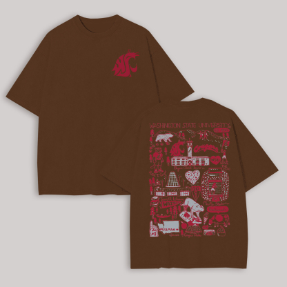 Washington State University Printed Oversized Unisex T-shirt Image - 11