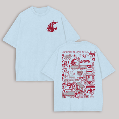Washington State University Printed Oversized Unisex T-shirt Image - 8