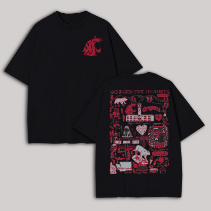 Washington State University Printed Oversized Unisex T-shirt Image - 15