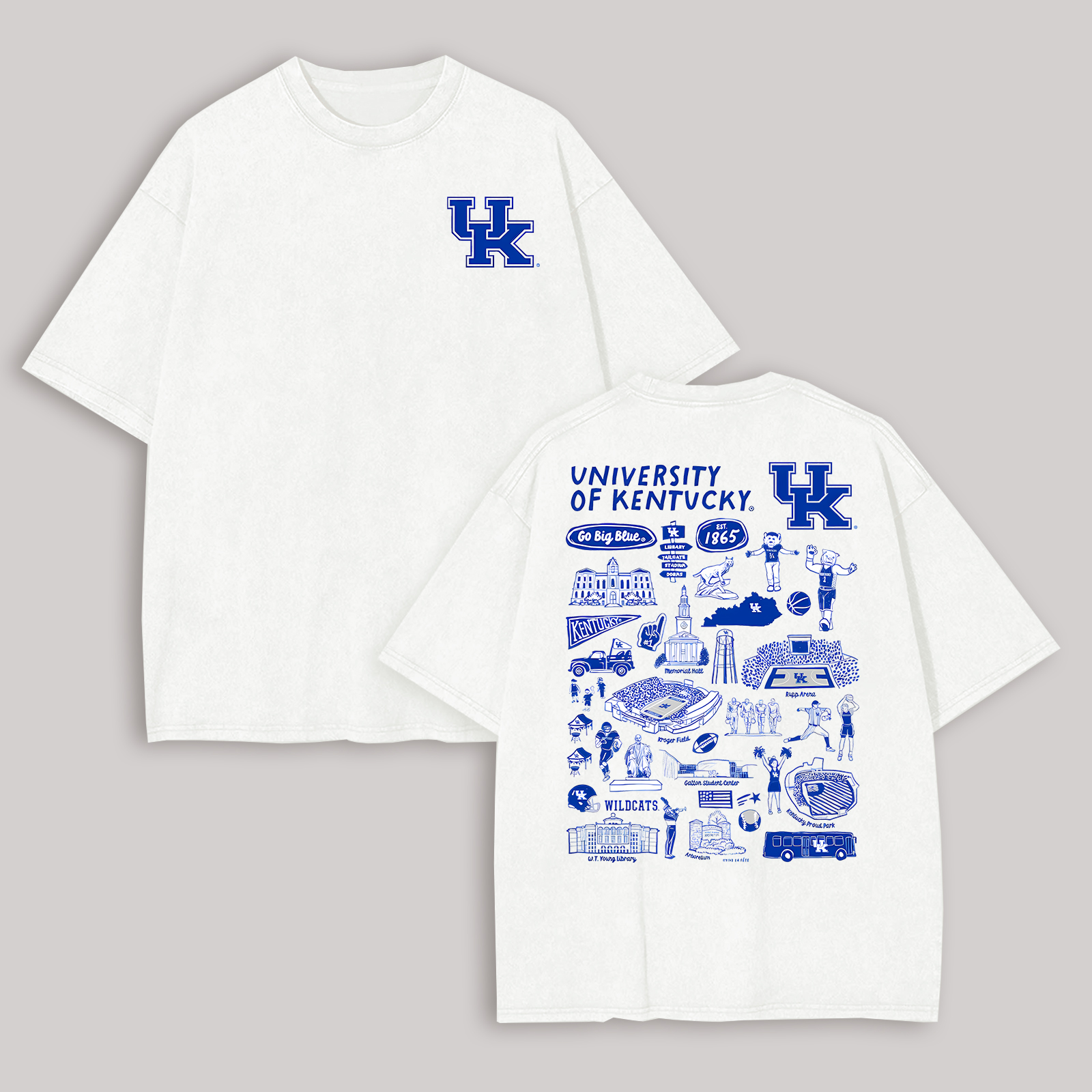 University of Kentucky Printed Oversized Unisex T-shirt Image - 2