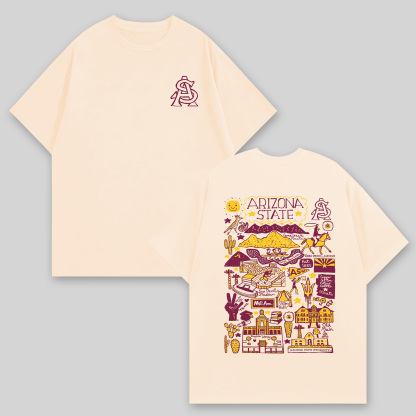 Arizona State University Printed Oversized Unisex T-shirts Image - 3