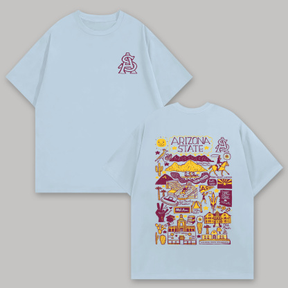 Arizona State University Printed Oversized Unisex T-shirts Image - 5