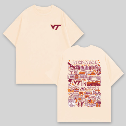 Virginia Tech Printed Oversized Unisex T-shirts Image - 3
