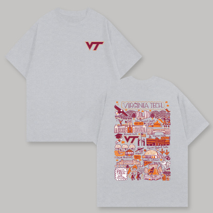 Virginia Tech Printed Oversized Unisex T-shirts Image - 4