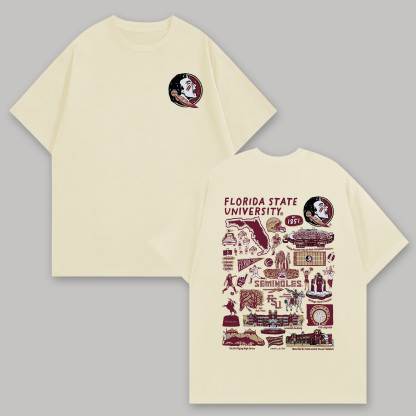 Florida State University Printed Oversized Unisex T-shirts Image - 3