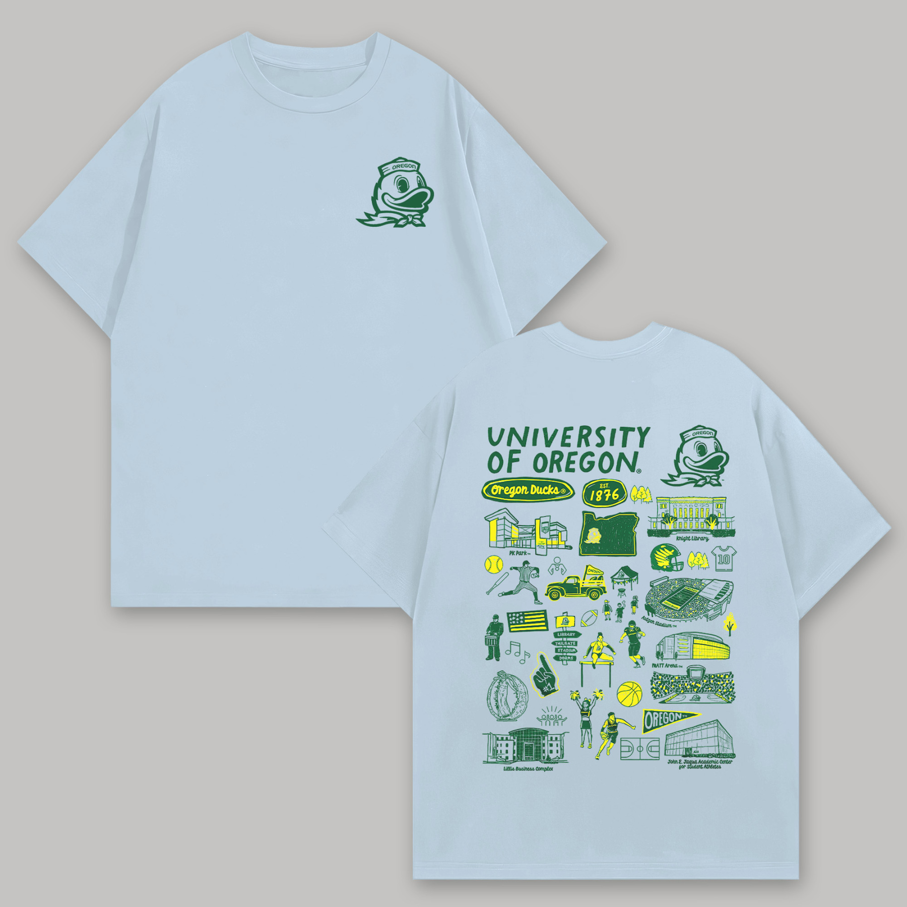 University of Oregon Printed Oversized Unisex T-shirts Image - 5