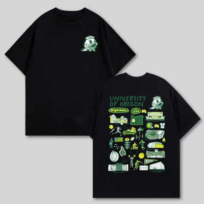 University of Oregon Printed Oversized Unisex T-shirts Image - 6