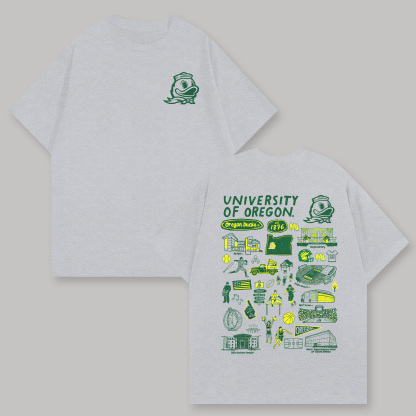 University of Oregon Printed Oversized Unisex T-shirts Image - 4