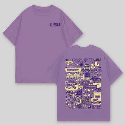 Louisiana State University Printed Oversized Unisex T-shirts Image - 4