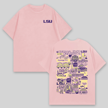 Louisiana State University Printed Oversized Unisex T-shirts Image - 6