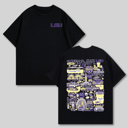 Louisiana State University Printed Oversized Unisex T-shirts Image - 8