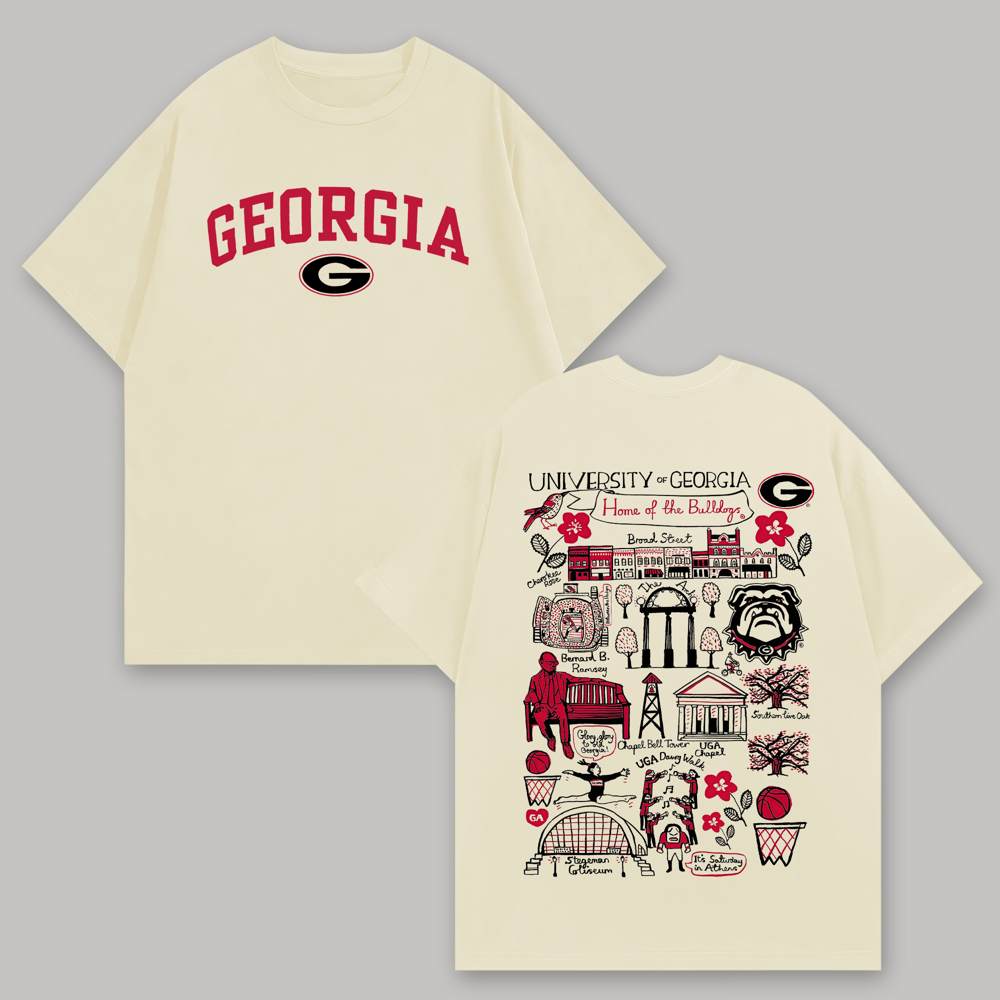 University Of Georgia Printed Oversized Unisex T-shirts Image - 3