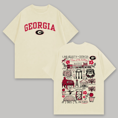 University Of Georgia Printed Oversized Unisex T-shirts Image - 3