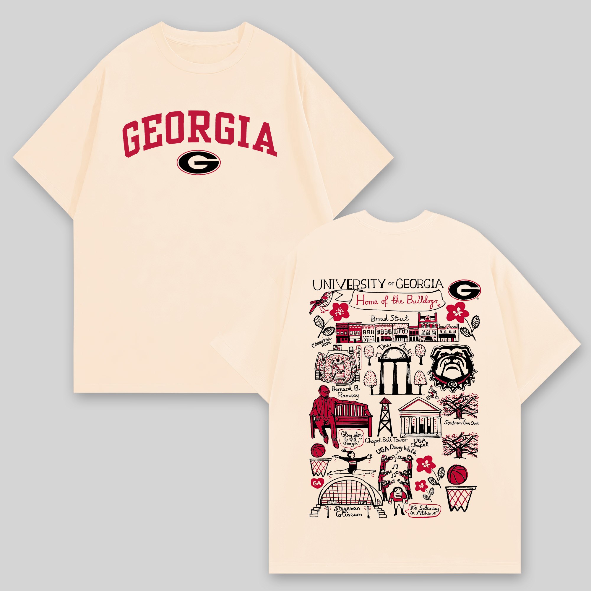 University Of Georgia Printed Oversized Unisex T-shirts Image - 2