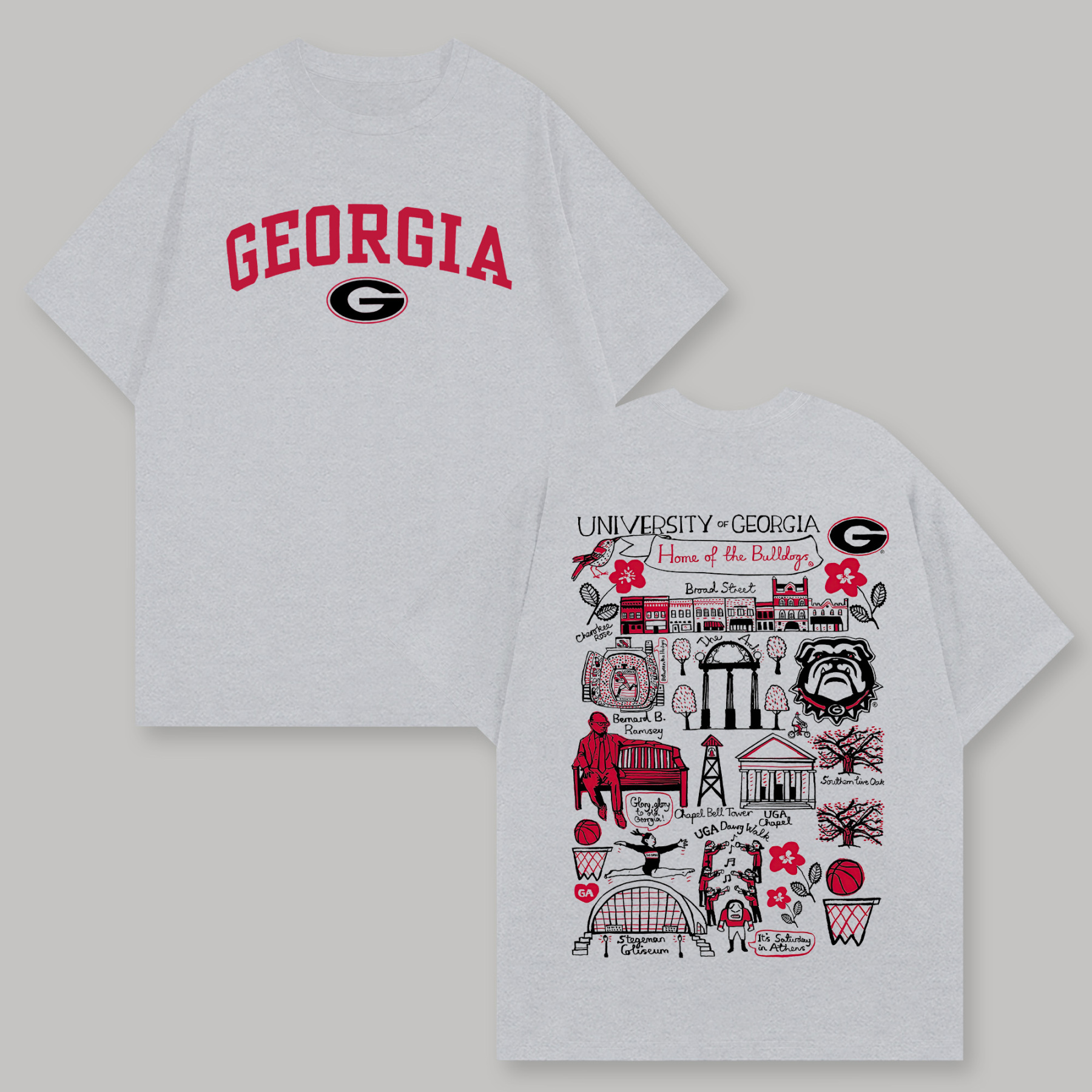 University Of Georgia Printed Oversized Unisex T-shirts Image - 4