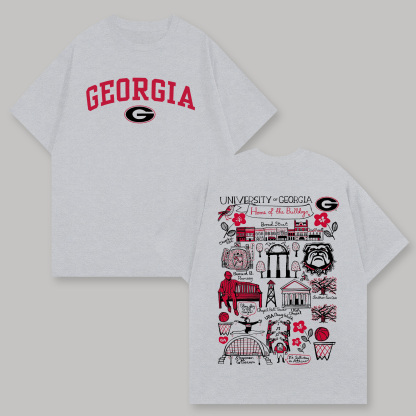 University Of Georgia Printed Oversized Unisex T-shirts Image - 4
