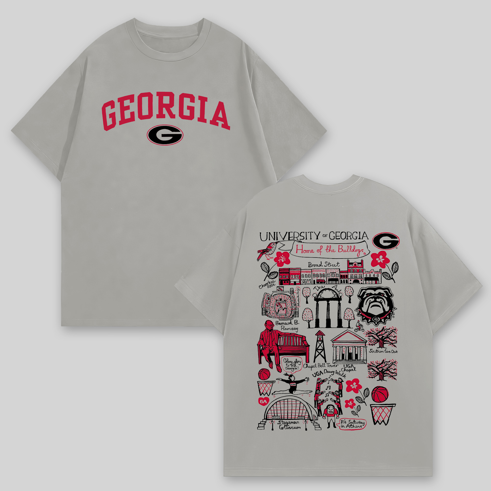 University Of Georgia Printed Oversized Unisex T-shirts Image - 5
