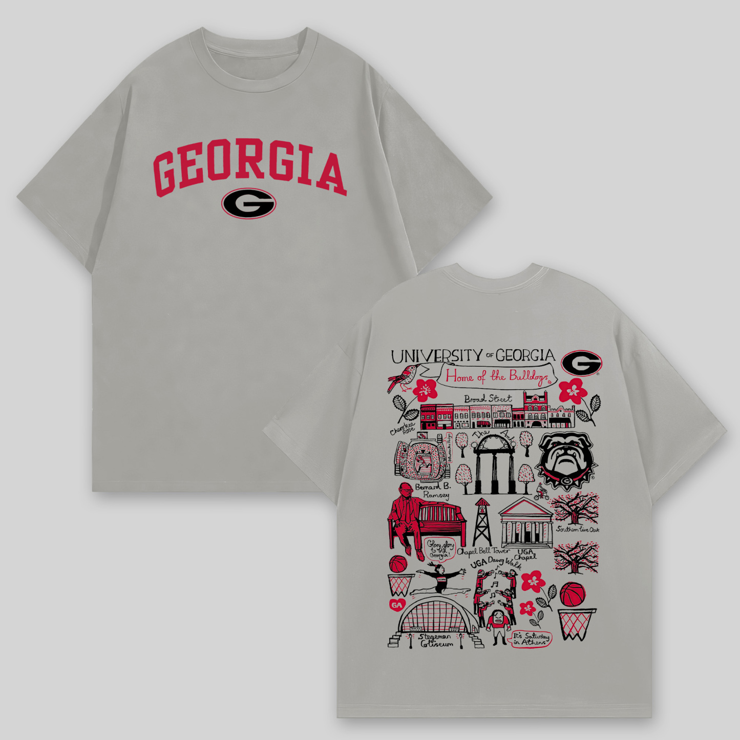 University Of Georgia Printed Oversized Unisex T-shirts Image - 5