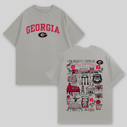 University Of Georgia Printed Oversized Unisex T-shirts Image - 5