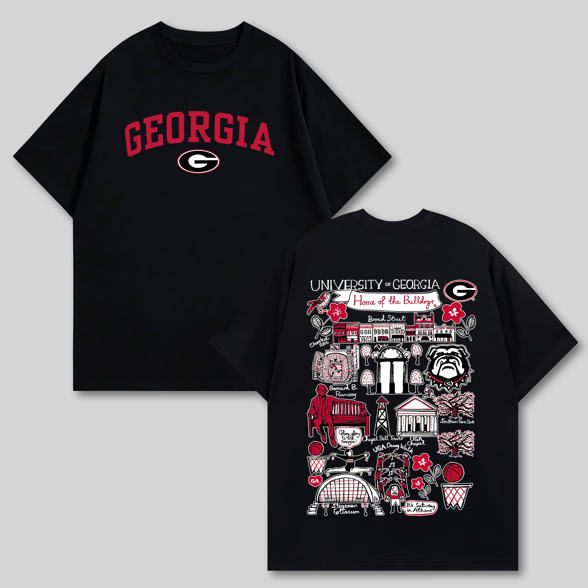 University Of Georgia Printed Oversized Unisex T-shirts Image - 7
